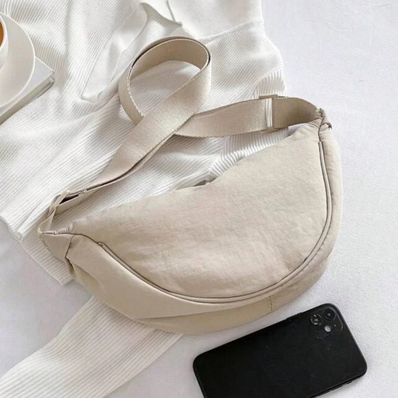 . Handbags - NWT Minimalist Beige Sling Crossbody Bag